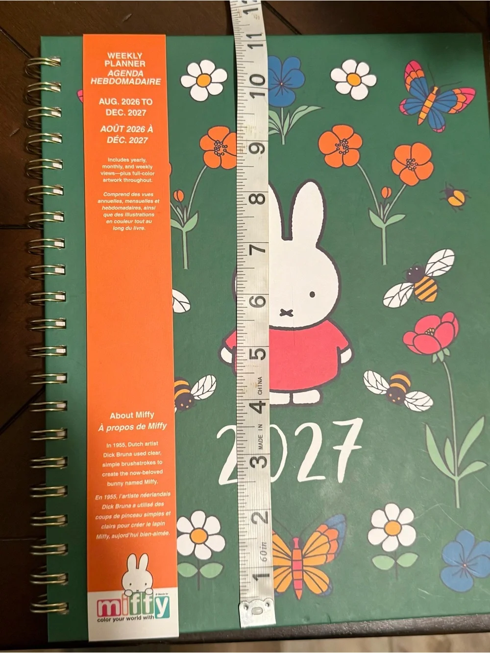 miffy Green Floral 17-month Weekly Spiral Planner: Aug 2026 - Dec 2027 NWT